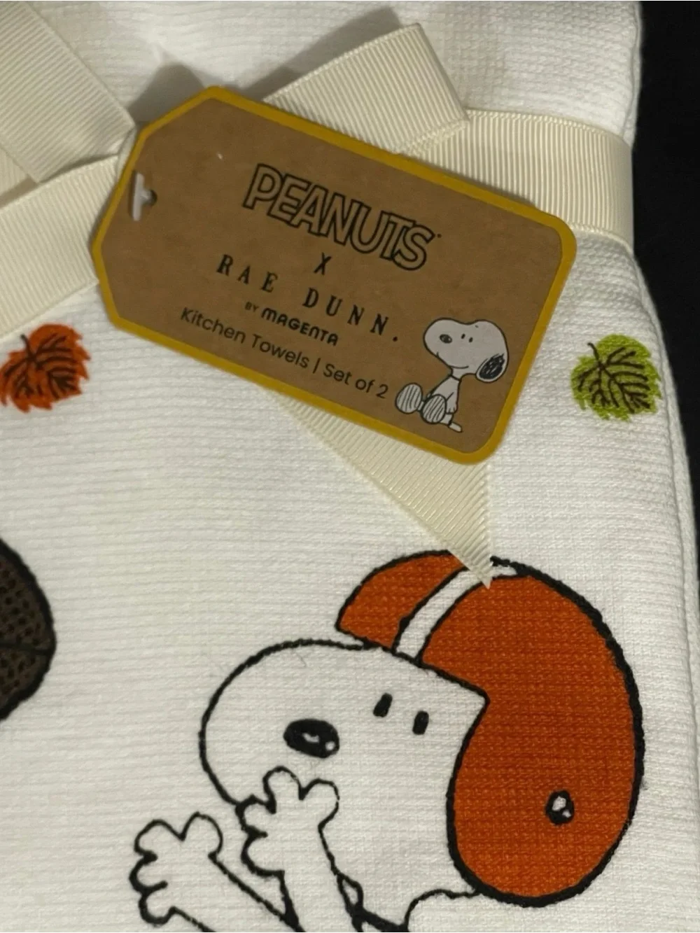 Rae Dunn Peanuts IT'S FOOTBALL SEASON Kitchen Towels, Set of 2